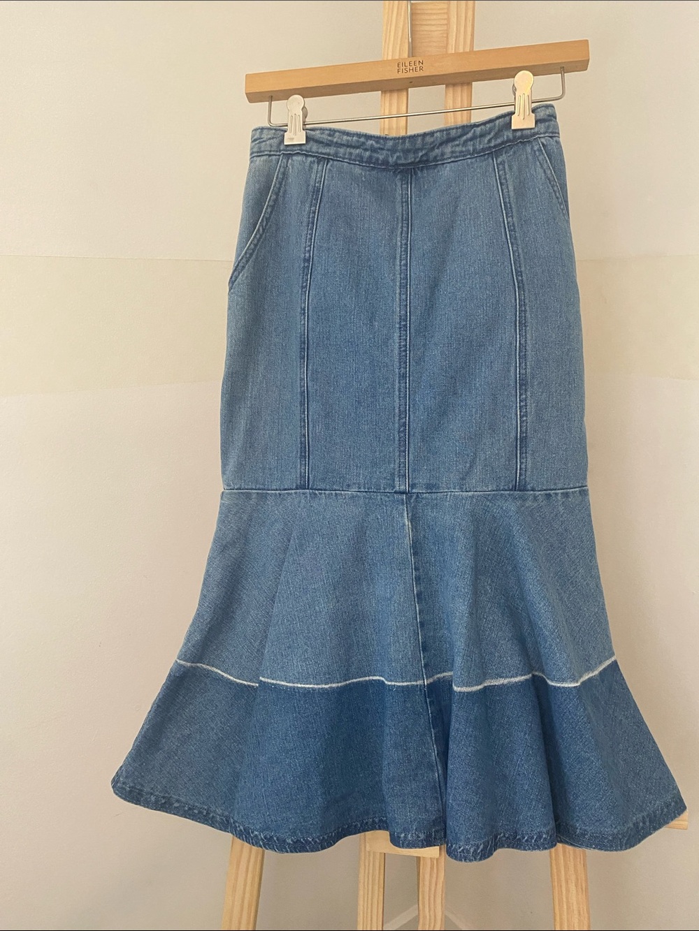 Banana Baby Denim Mermaid Midi Skirt | Size M